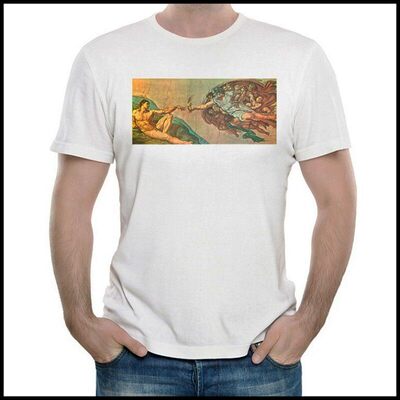 创造亚当 T恤 白色 亚当短袖 T恤 男女 Creation of Adam t-shirt
