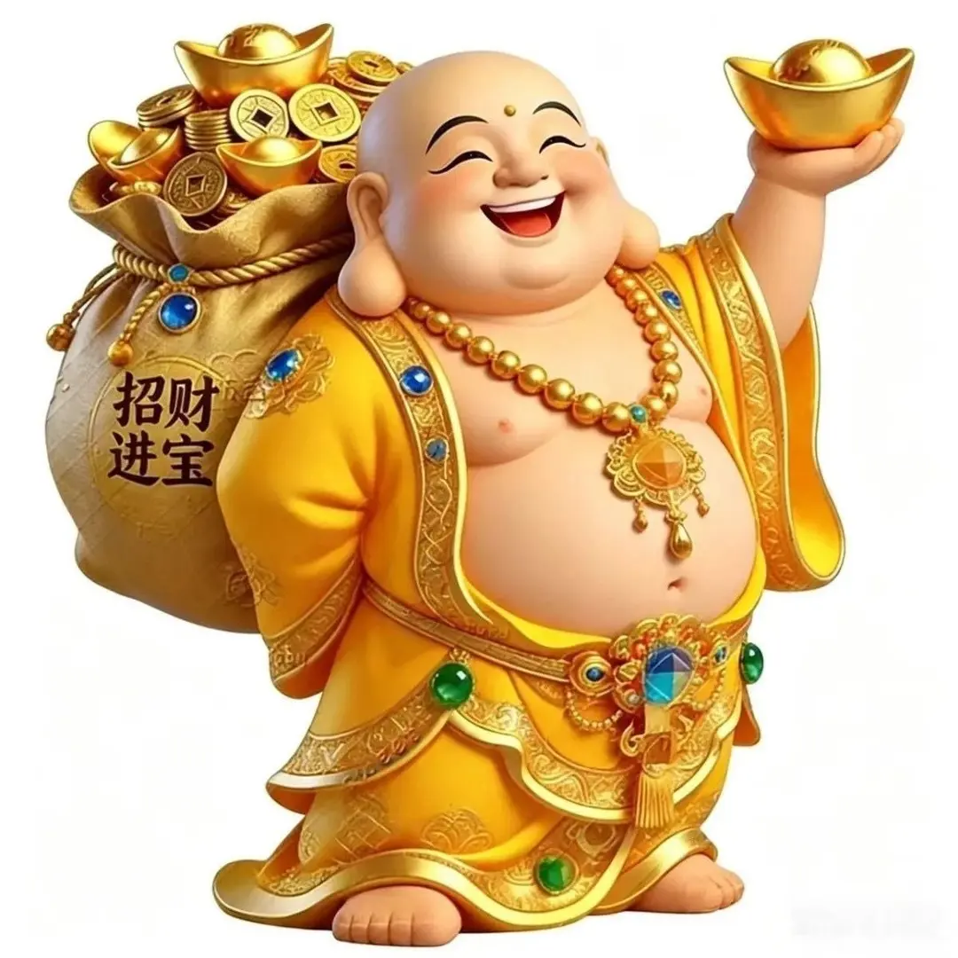 招财进宝弥勒佛装饰贴画卧室客厅走廊墙面吉祥贴纸KD