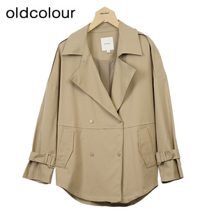oldcolour休闲简约宽松风衣秋季新款英伦风气质外套女O32047278