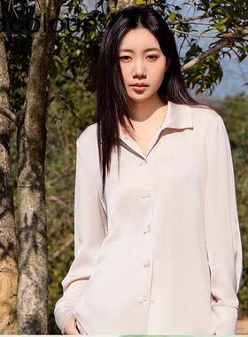 oldcolour春季新品时尚纯色简约通勤高级长袖衬衫女BR130103A1