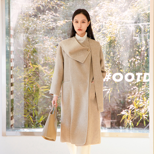 oldcolour冬季长款羊毛纯色时尚高级保暖大衣女P451501A1-2899