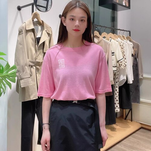 oldcolour纯色针织衫春季新款绵羊毛圆领短袖宽松上衣女P11052157