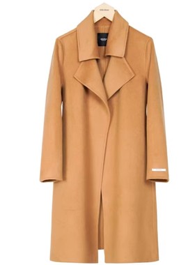 oldcolour冬季新品时尚翻领气质保暖手工呢料长外套HP411509A1