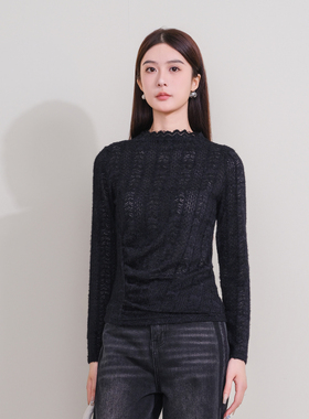 oldcolour欧珂冬季新品时尚立领镂空纯色长袖T恤女P430202A1-399