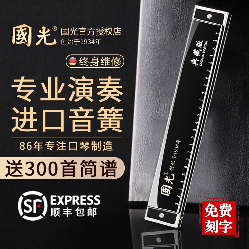 上海国光口琴正品24孔28孔初学者成人入门重音复音c调专业演奏级