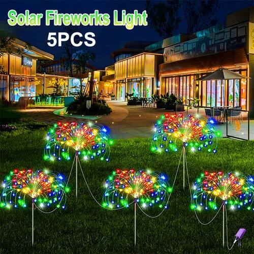 5Pcs 400LEDS Solar Power Fireworks Light Outdoor Solar Light