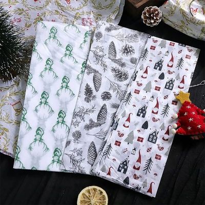 10pcs/bag Tissue Paper Printed Christmas Gift Wrapping Paper