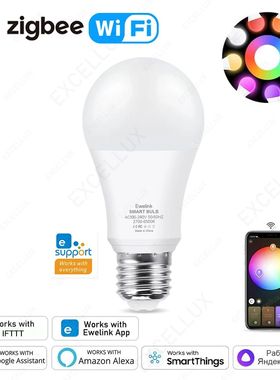 Smart WiFi Zigbee LED Light Bulbs 15W 18W Dimmable E27 RGB+W