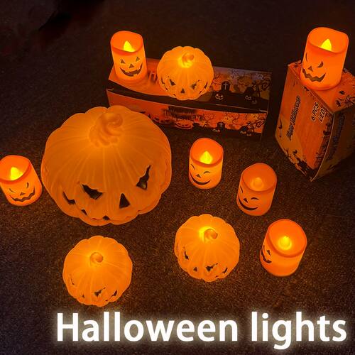 Pumpkin Lantern Candle Light Halloween Skull Ghost Face Lamp