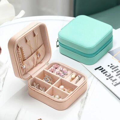 Simple  macaroon jewelry box travel travel studs necklace ri
