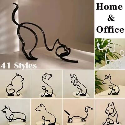 2025 Dog Cat Minimalist Art Sculpture Decor Gift Metal Decor