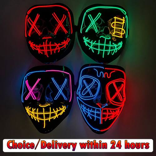 Wireless Halloween Neon LED Purge Mask Masque Masquerade Par
