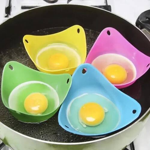 4Pcs Silicone Egg Poacher Poaching Pan Mold Kitchen Tool Acc