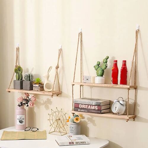 Wooden Floating Shelves for Wall Plant Flower Wood Swing Han