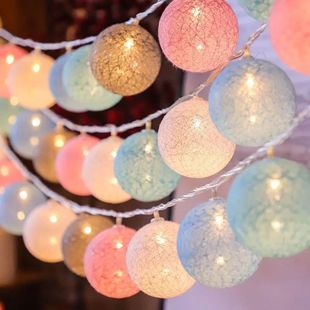20LED Cotton Balls String Lights Garland Fairy Street Lights