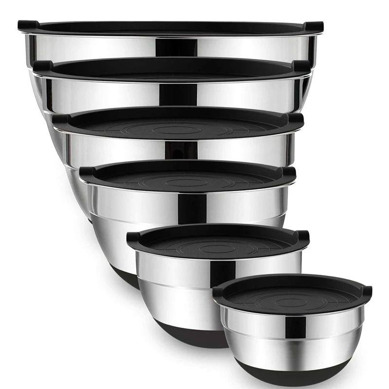 Mixing Bowls with Lids and Non Slip Bases Stainless Steel Mi - 实物图