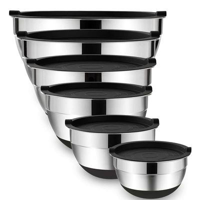 Mixing Bowls with Lids and Non Slip Bases Stainless Steel Mi