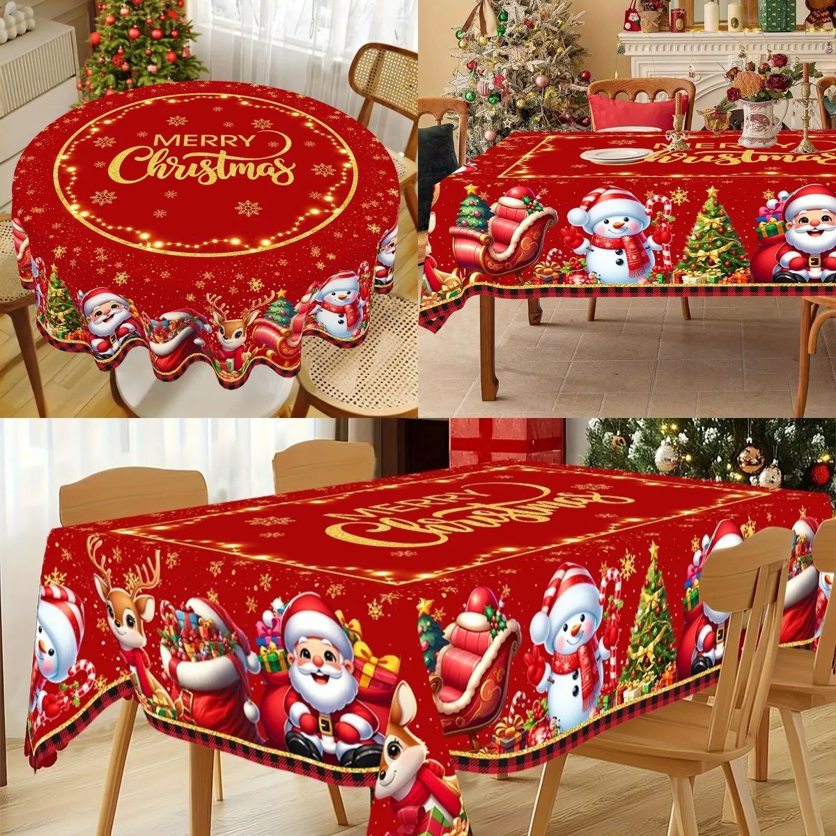 Christmas Tablecloth Christmas Party Decoration Xmas Table D