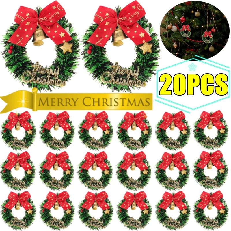 New 1-20Pcs 6cm Christmas Decorations Mini Christmas Wreath