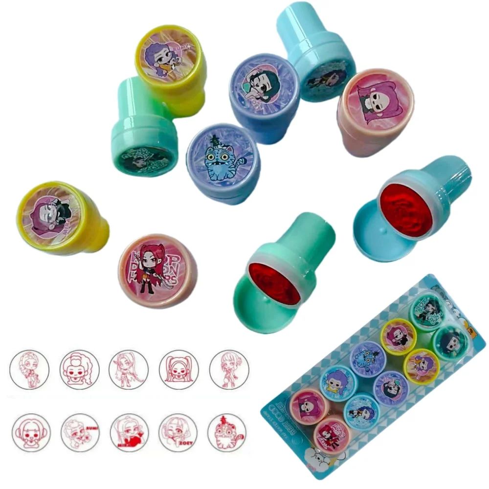 10Pcs Demon Hunters Stamp KPop Cartoon Anime Seal Birthday P