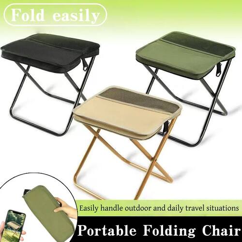 Outdoor Portable Folding Chair Equipped With a Mesh Bag And
