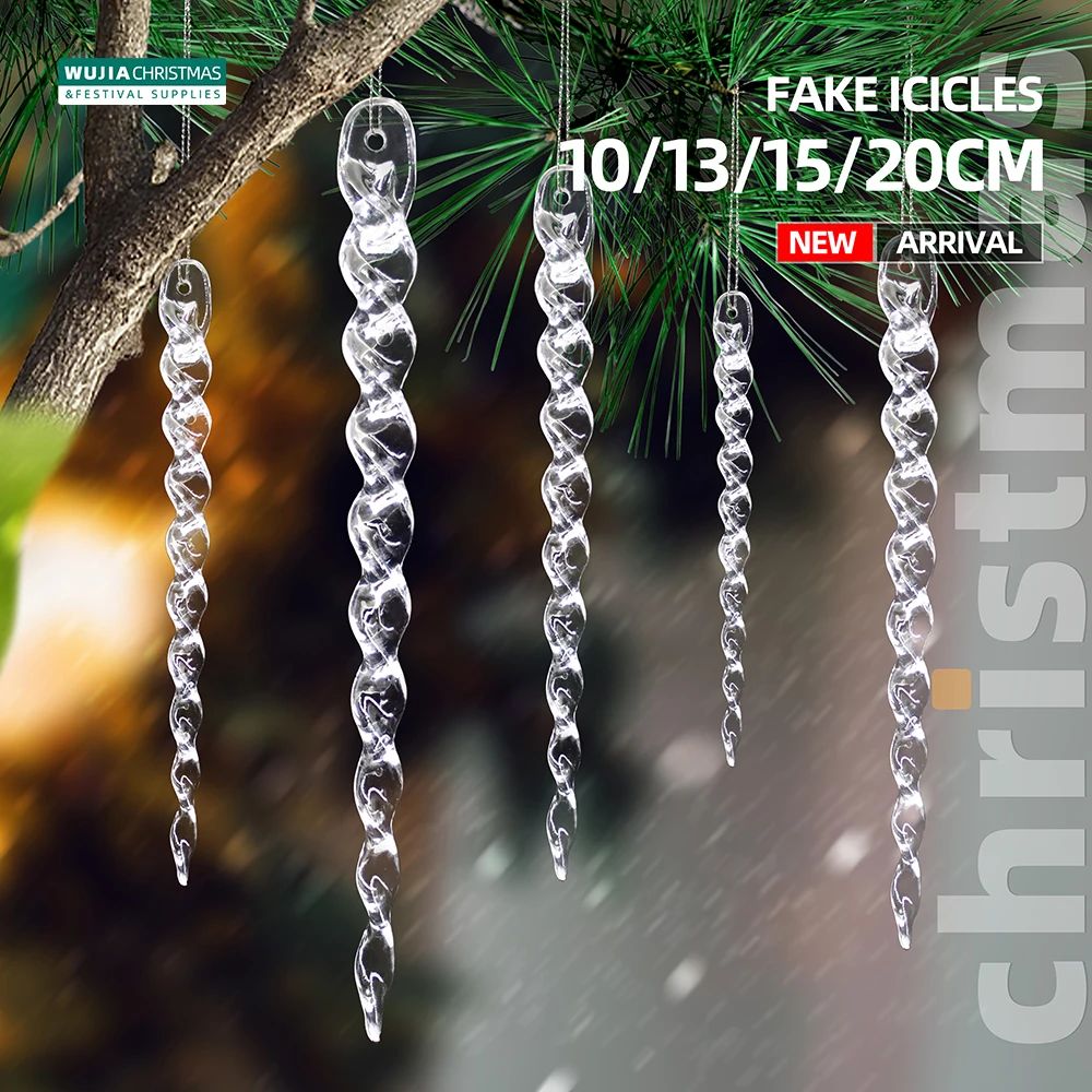 10/12pcs 10/13/15/20cm Christmas Simulation Ice Xmas Tree Ha