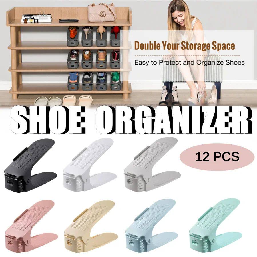 12Pcs Shoe Organizer Shoe Support Rack, Space Saving Shoe-Sh