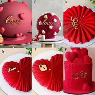 10pcs Gold Acrylic Heart Love Cake Topper for Valentine's Da