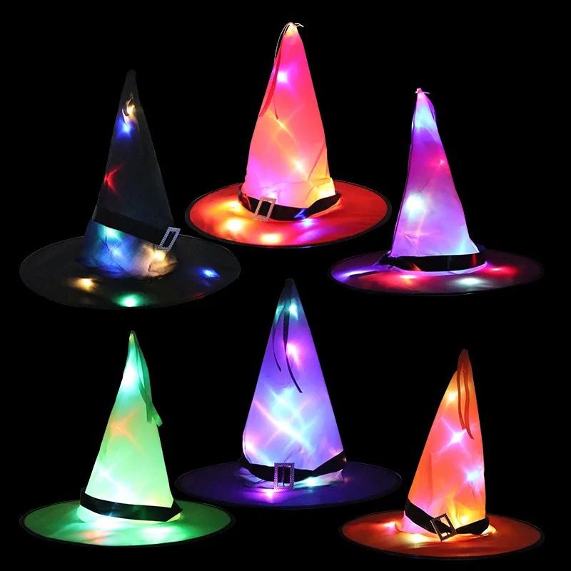 LED Halloween Flashing Light Witch Hat Starry Sky Ghost Fest