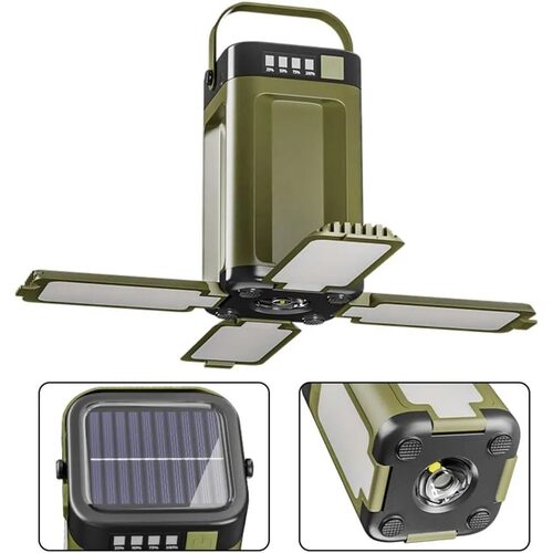 Multifunctional 4-Leaf Foldable Camping Lantern Solar Rechar