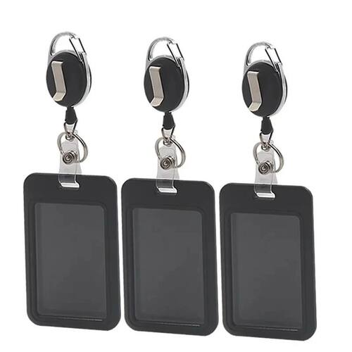 Work Permit Card Set Retractable Lanyard Badge Holder Hard S
