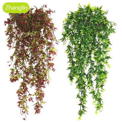 80cm Artificial Plant Red Maple Leaf Ivy Home Decor Green Cr