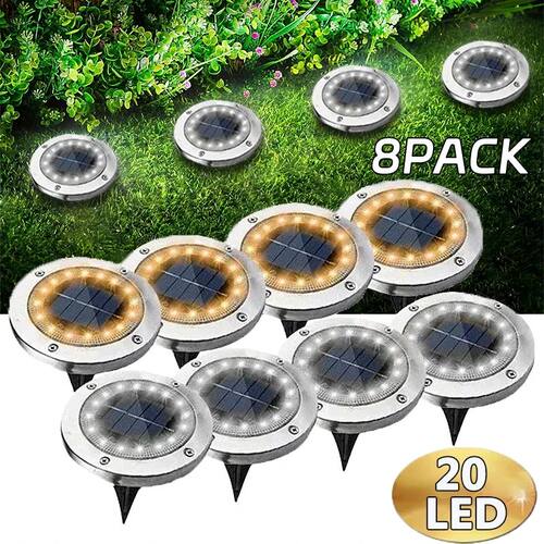 8/20LED Solar Power Disk Light Outdoor Garden Solar Undergro