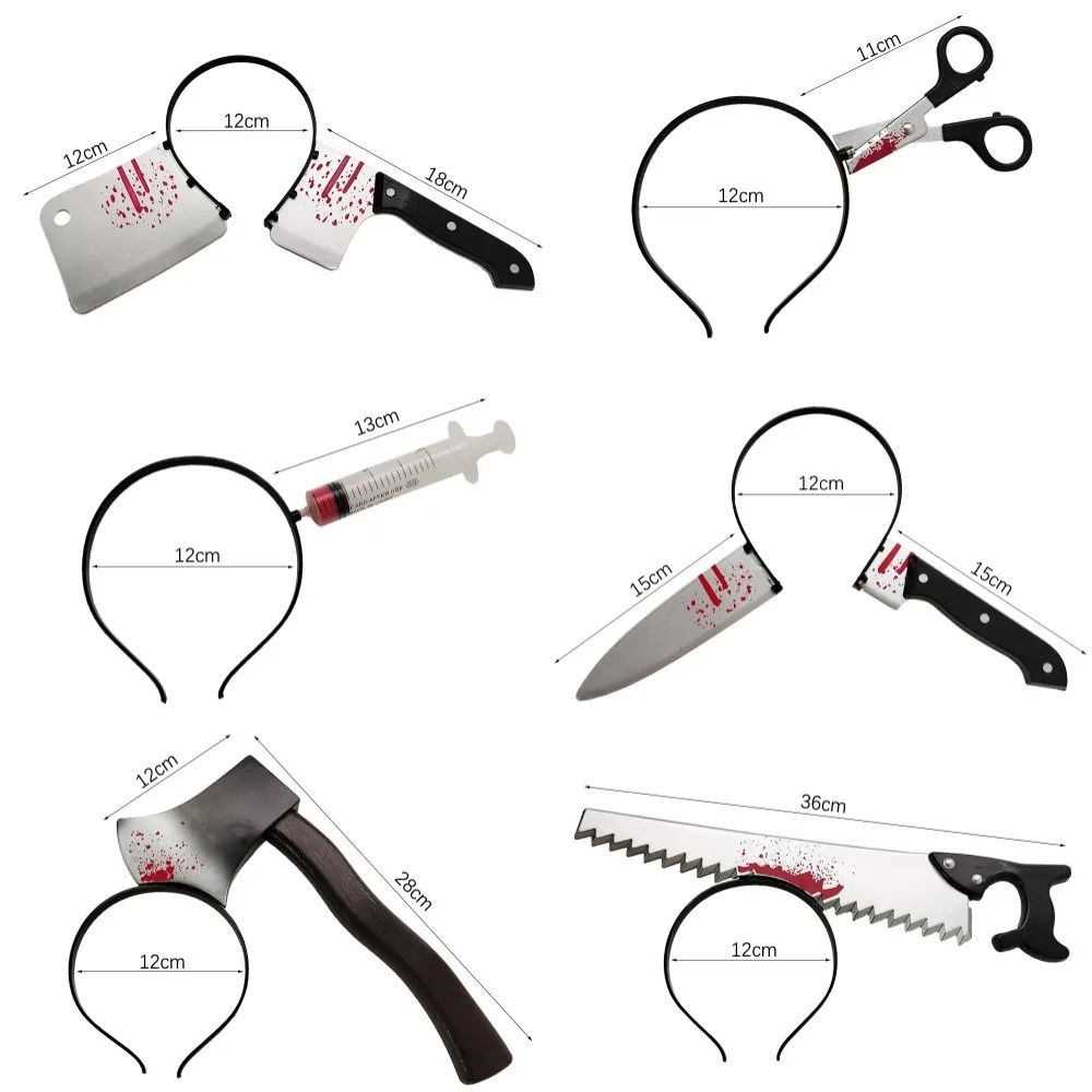 Halloween Hair Hoop Horror Blood Fake Ax Saws Knife Gothic H