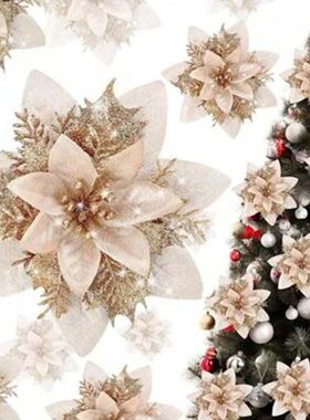 10/30pcs Glitter Artifical Christmas Flowers Mreey Christmas