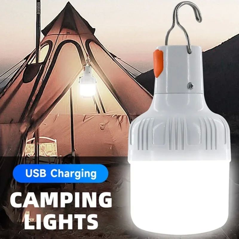 1PC Outdoor USB Rechargeable LED Lamp Bulbs 60W Emergency Li