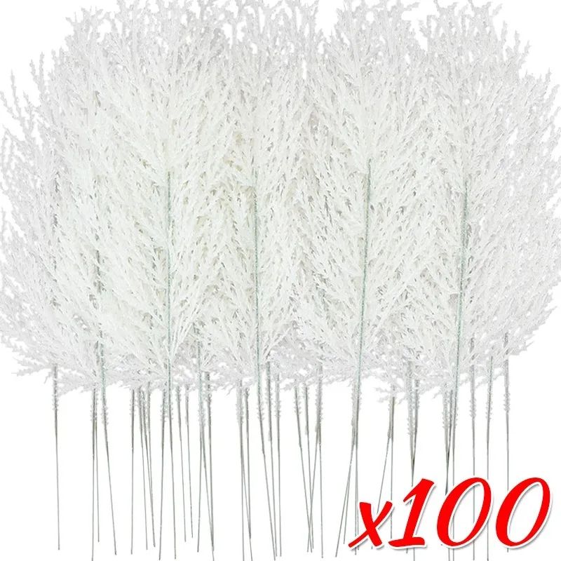 100/10PCS White Artificial Pine Needles Christmas Tree Ornam