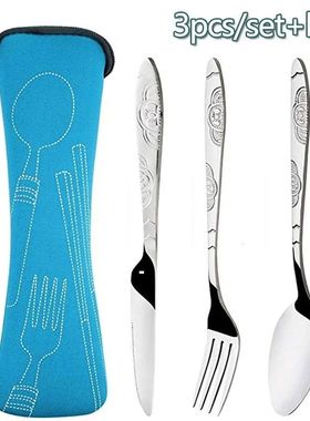 Picnic Set Tableware Washable with Zipper Travel Cutlery Kit