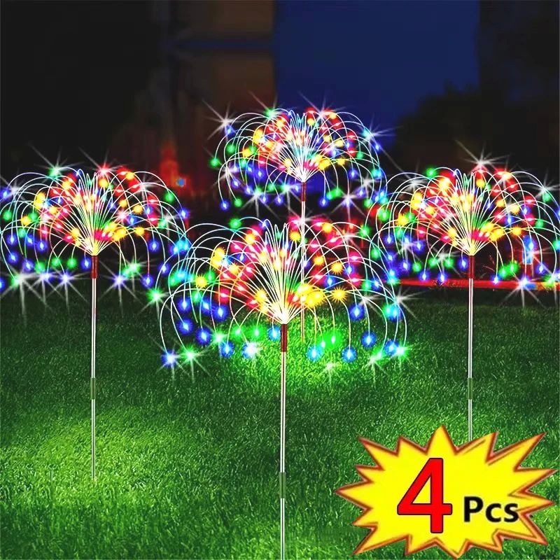 1Pcs Solar LED Firework Light Copper Wire Christmas Fairy Li