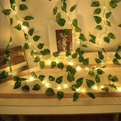 LED Green Leaf Fake Plant String Lights LED Battery Powered