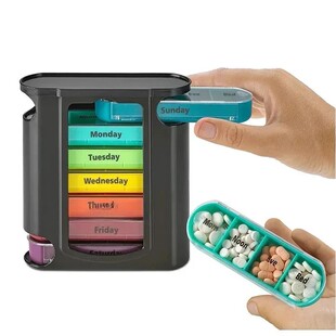 7 Days Medicine Pill Box 28 Grids Weekly Pill Case Storage B