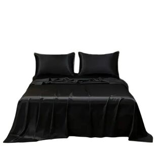 Satin Bed Sheet Sets for Summer Silky Smoooth Top Sheet with