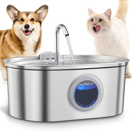 3.2L stainless steel cat water dispenser window has water le