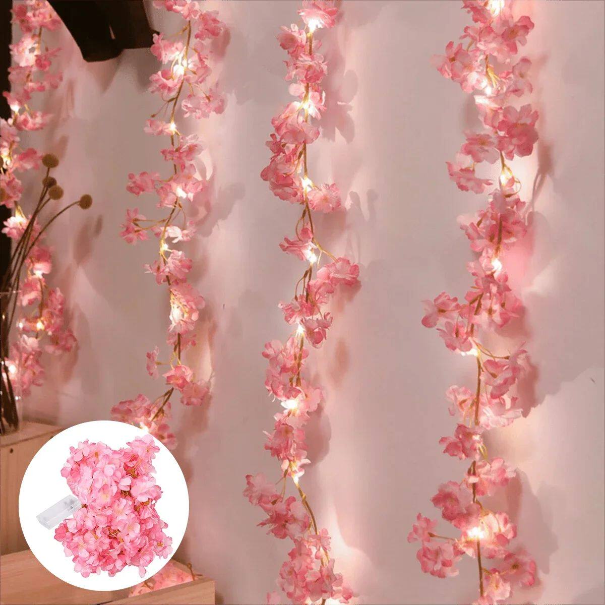 2M 20LEDs Cherry Blossom String Light Garland Artificial Flo