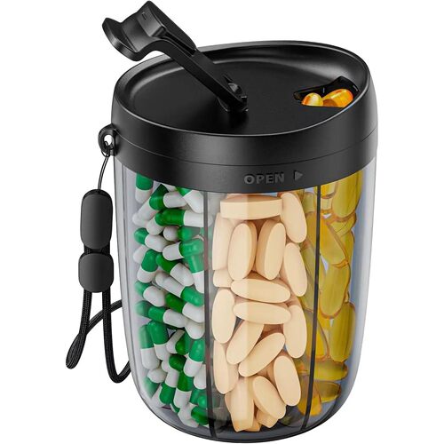 6 Grids Large Pill Cup Bottle Organizer Supplement Organizer