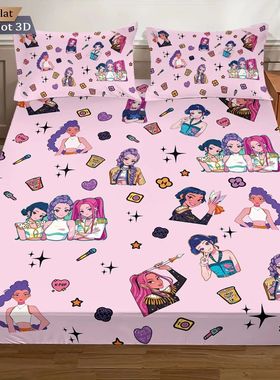 3pcs K-Pop Demon Hunters Print coreless fitted sheet Set Mul