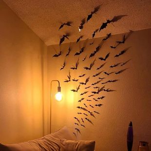 Halloween 3D Black Bats Wall Stickers Home Room DIY Decorati