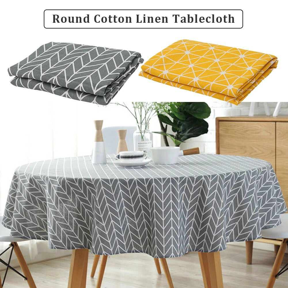 Nordic Round Tablecloth Cotton Linen Washable Hotel Banquet