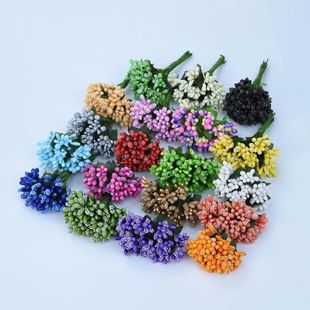 12 Pieces Decorative Flowers Wreaths Fake Plants Stamen Scra