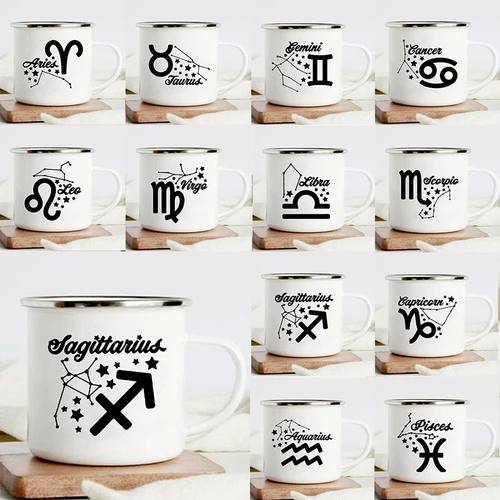 Twelve Constellations Print Enamel Mug Creative Coffee Tea W
